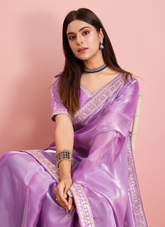 Saree of jimmy choo in purple colour